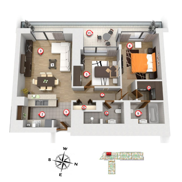 Apartament 3 camere Tip A